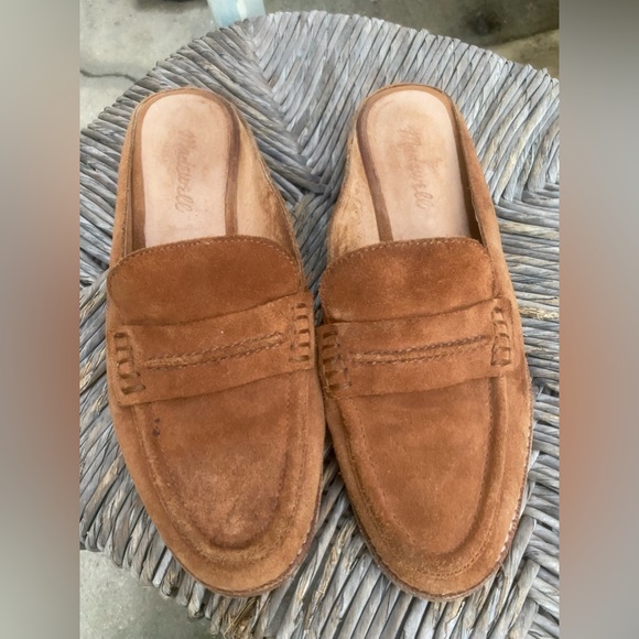 madewell elinor cognac suede penny loafer mules sz. 8 - Picture 6 of 13
